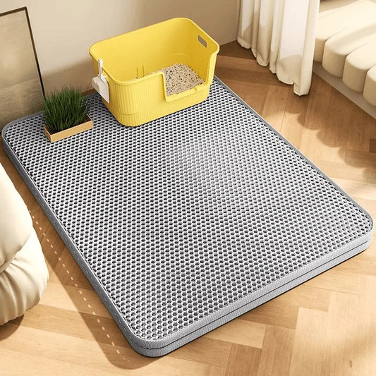 Furmyra Anti-Track Litter Mat — heavy-duty waterproof cat litter trapper in grey